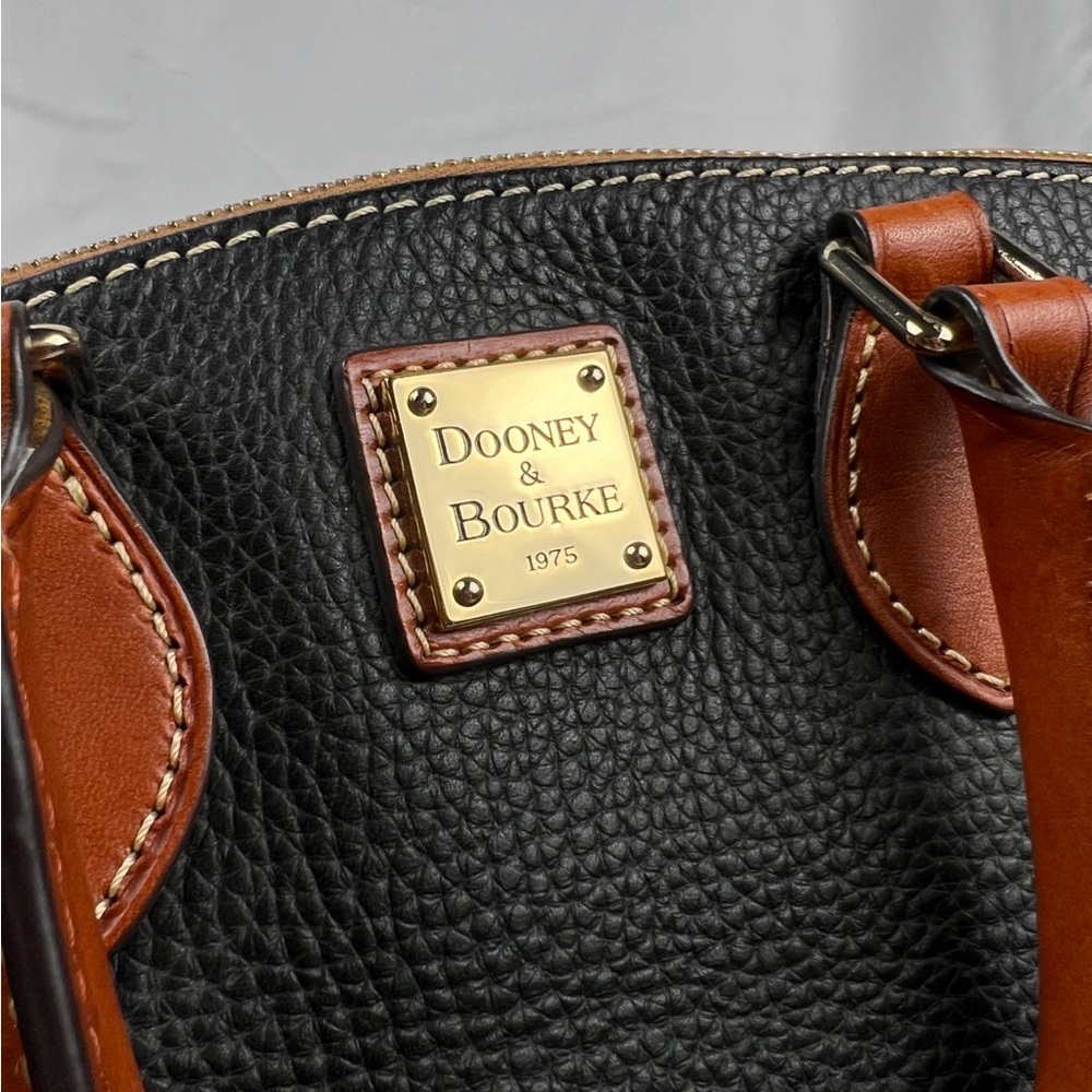 Dooney & Bourke Pebble Grain Leather Satchel Black Brown Bag Purse - Picture 2 of 14
